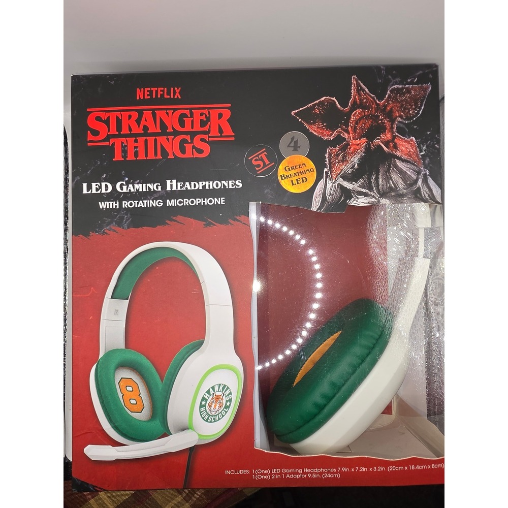 Netflix Stranger Things LED Gaming Headphones Hawkins High School HP-1205-WHITE